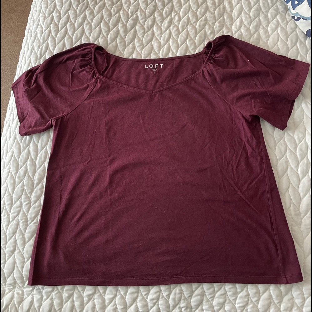 Burgundy LOFT V-neck Tee
